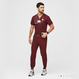 Tansen™ Jogger Scrub Pants In Small Burgundy